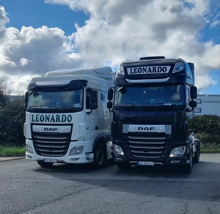 Doua camioane DAF ce fac transport international in Europa
